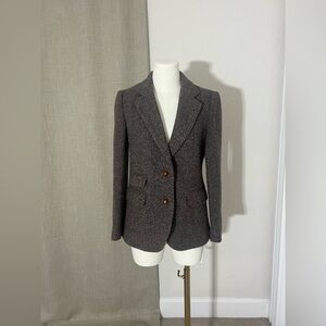 Women’s Vtg Harve Benard 100% Herringbone Wool Blazer/Jacket Size 6 Pink Gray